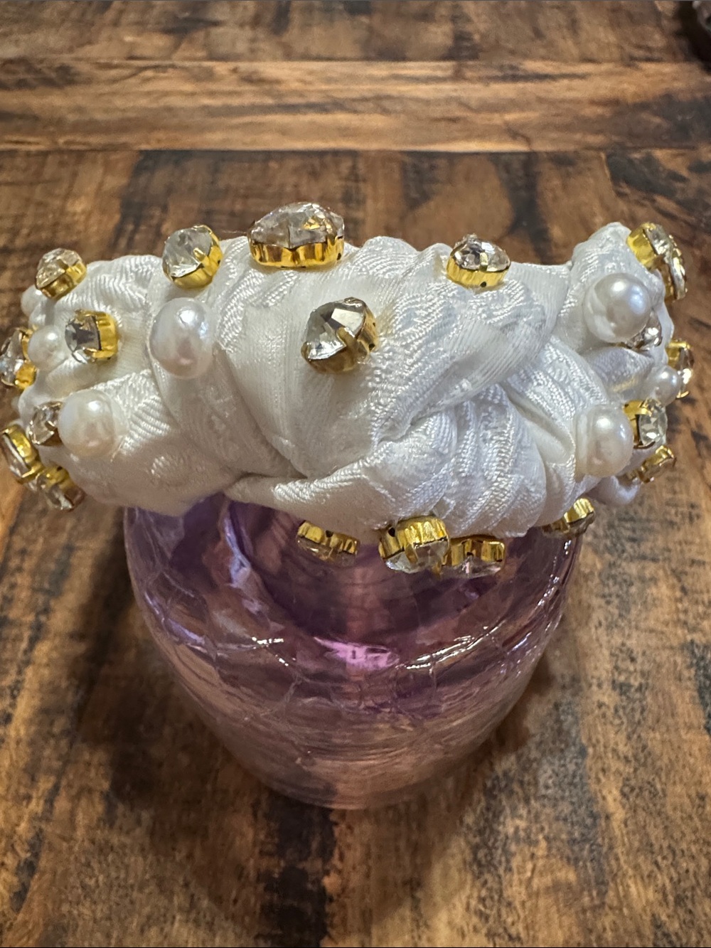 Buddy Love x Brianna Cannon White Knotted Pearl & Crystal Embellished Headband
